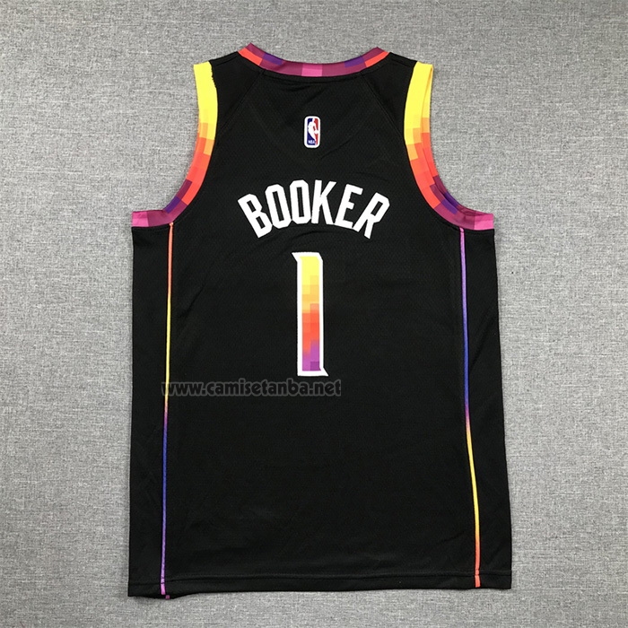 Camiseta Nino Phoenix Suns Devin Booker NO 1 Statement 2022-23 Negro